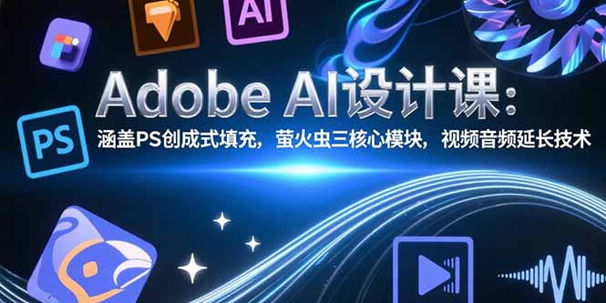 Adobe AI设计课：涵盖PS创成式填充，萤火虫三核心模块，视频音频延长技术-快名资源网