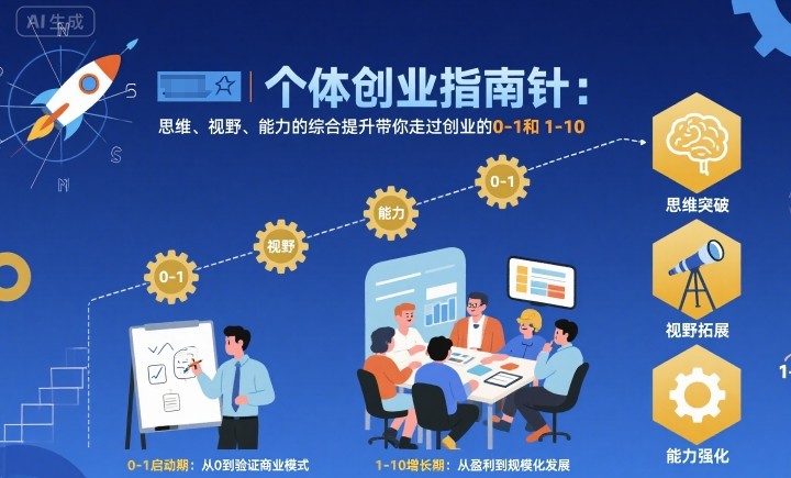 个体创业指南针，思维、视野、能力的综合提升带你走过创业的0-1和1-10【音频】-快名资源网