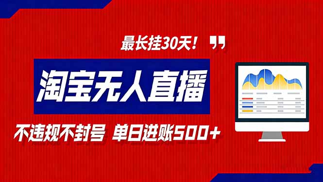 2026淘宝无人直播带货，不违规不封号，每日收益500+，最长挂30 天！-快名资源网