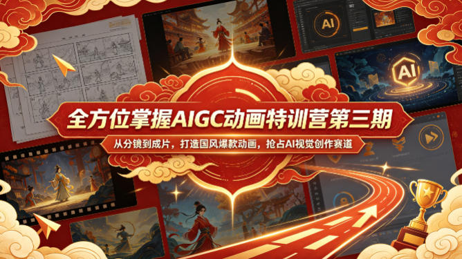 全方位掌握AIGC动画特训营第三期，从分镜到成片，打造国风爆款动画，抢占AI视觉创作赛道红利-青虫资源网