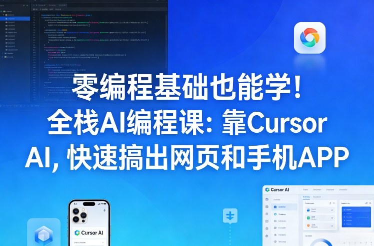 零编程基础也能学！全栈AI编程课：靠Cursor AI，快速搞出网页和手机APP-快名资源网