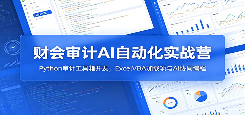 财会审计AI自动化实战营：Python审计工具箱开发，ExcelVBA加载项与AI协同编程-青虫资源网