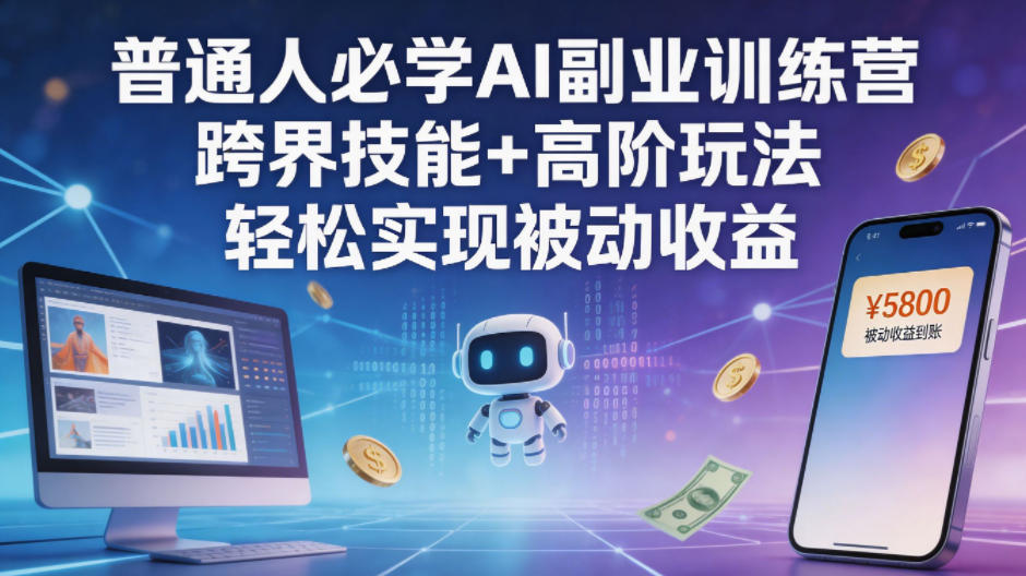 普通人必学AI副业训练营跨界技能+高阶玩法轻松实现被动收益-青虫资源网