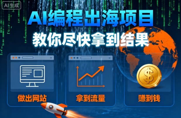 AI编程出海项目，教你尽快拿到结果-做出网站、拿到流量、賺到钱-快名资源网