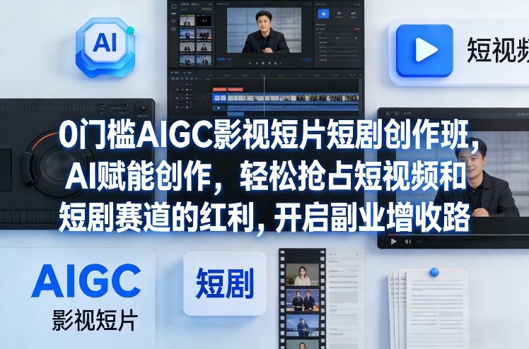 0门槛AIGC影视短片短剧创作班，AI赋能创作，轻松抢占短视频和短剧赛道的红利，开启副业增收路-快名资源网