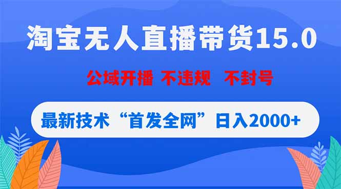 淘宝无人直播带货15.0，不封号，不违规，公域玩法，首发全网日入2000+-快名资源网
