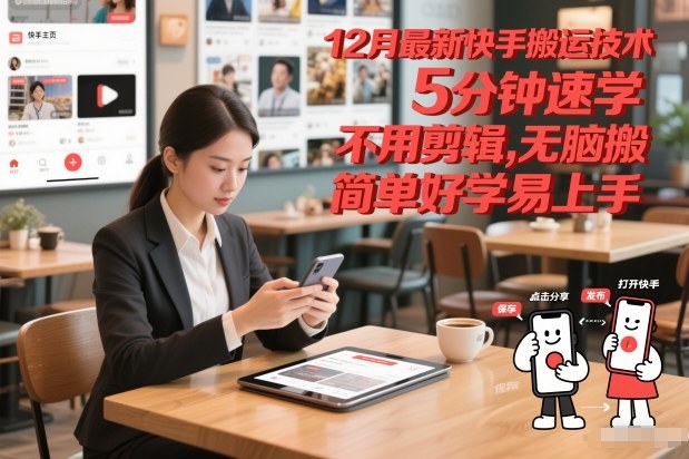 12月最新快手搬运技术，5分钟速学，不用剪辑无脑搬，简单好学易上手-快名资源网