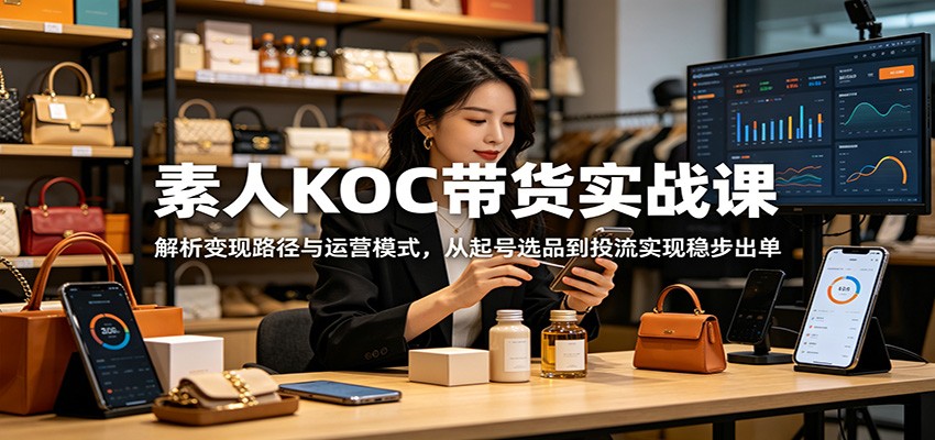 素人KOC带货实战课：解析变现路径与运营模式，从起号选品到投流实现稳步出单-快名资源网