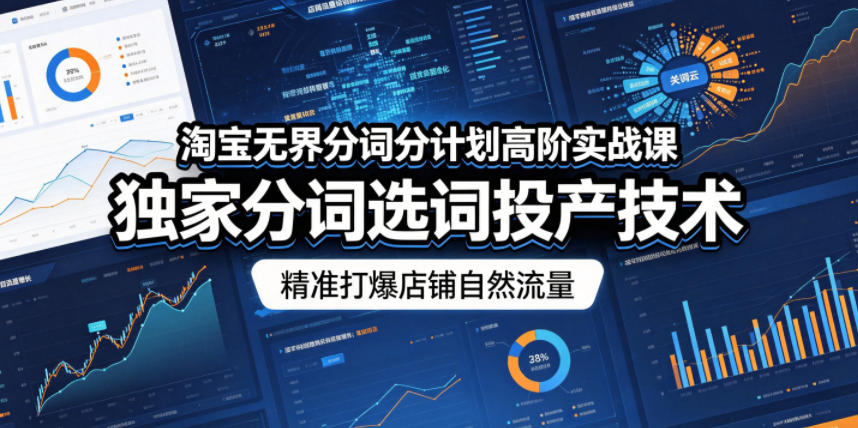 淘宝无界分词分计划高阶实战课，独家分词选词投产技术，精准打爆店铺自然流量-青虫资源网