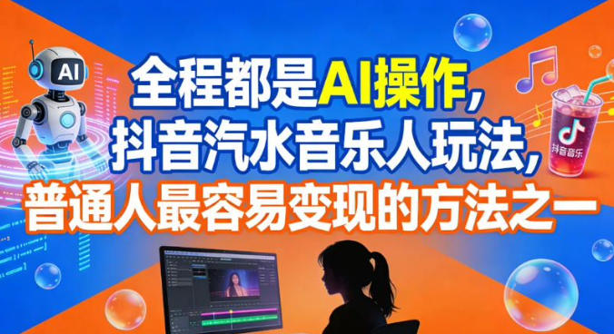全程都是AI操作，抖音汽水音乐人玩法，普通人最容易变现的方法之一-快名资源网