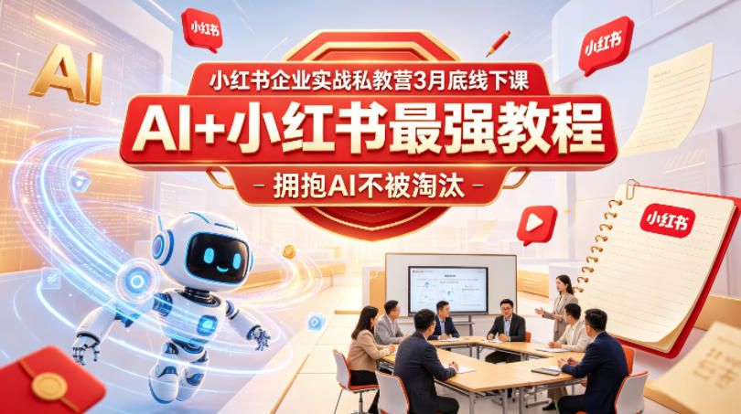 小红书企业实战私教营3月底线下课，AI+小红书最强教程，拥抱AI不被淘汰-快名资源网