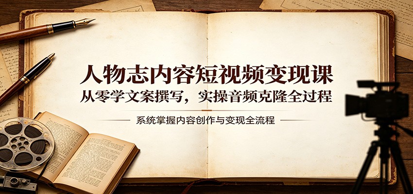人物志内容短视频变现课：从零学文案撰写，实操音频克隆全过程-快名资源网