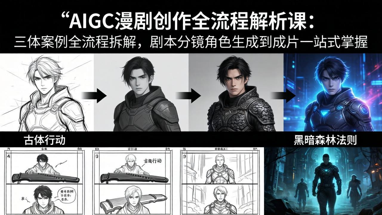 AIGC漫剧创作全流程解析课：三体案例全流程拆解，剧本分镜角色生成到成片一站式掌握-快名资源网