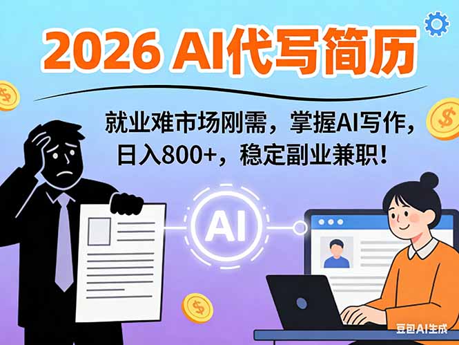 AI代写简历，超暴利，用万能模板月入1-3万实战教程，2026年市场刚需！-快名资源网