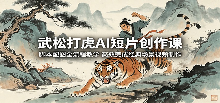 武松打虎AI短片创作课：脚本配图全流程教学，高效完成经典场景视频制作-青虫资源网