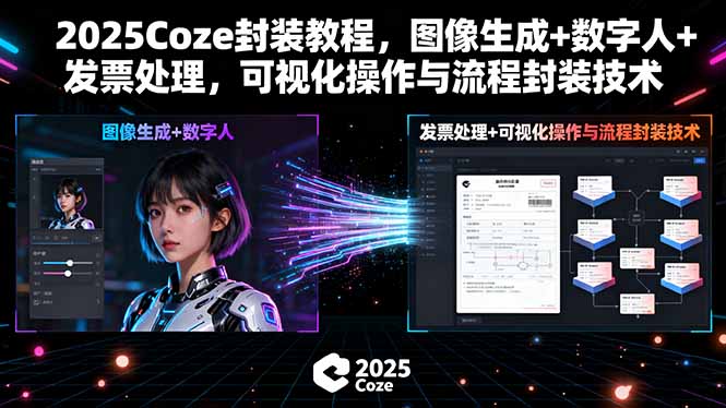 2025Coze封装教程，图像生成+数字人+发票处理，可视化操作与流程封装技术-快名资源网
