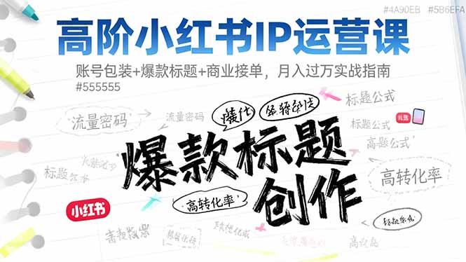 高阶小红书IP运营课：账号包装+爆款标题+商业接单，月入过万实战指南-快名资源网