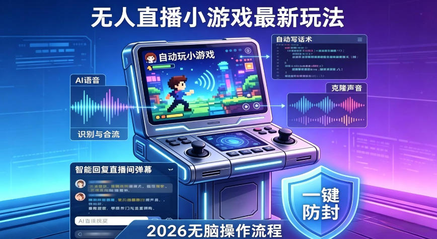 2026年AI无人直播小游戏全流程，不违规不封号，开启创业副业增收之路，小白月入1w+【揭秘】-快名资源网