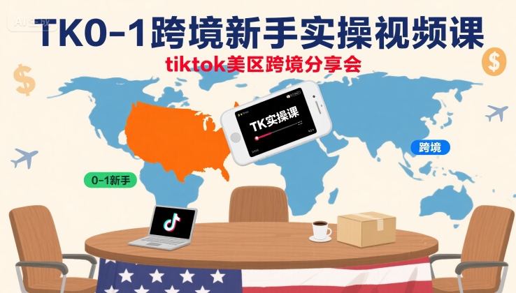 TK0-1跨境新手实操视频课，tiktok美区跨境分享会-快名资源网