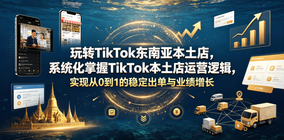 玩转TikTok东南亚本土店，系统化掌握TikTok本土店运营逻辑，实现从0到1的稳定出单与业绩增长-快名资源网