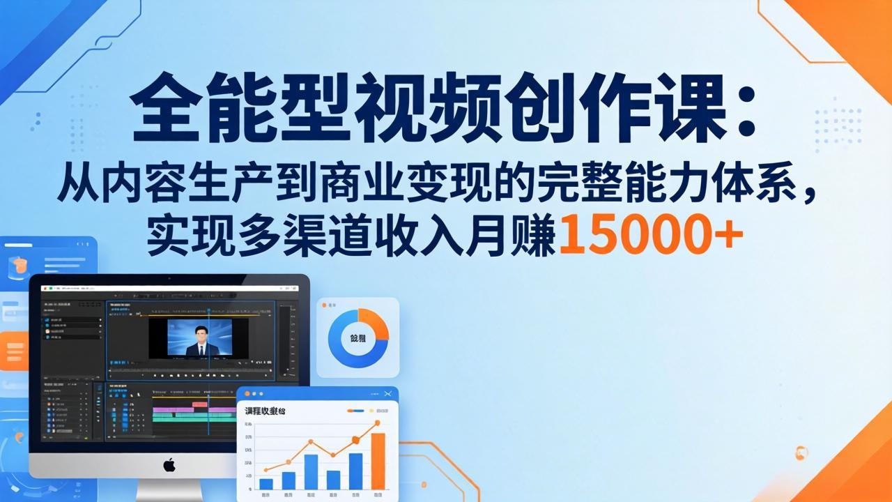 全能型视频创作课-26年3月更新：从内容生产到商业变现的完整能力体系，多渠道收入月赚15000+-快名资源网