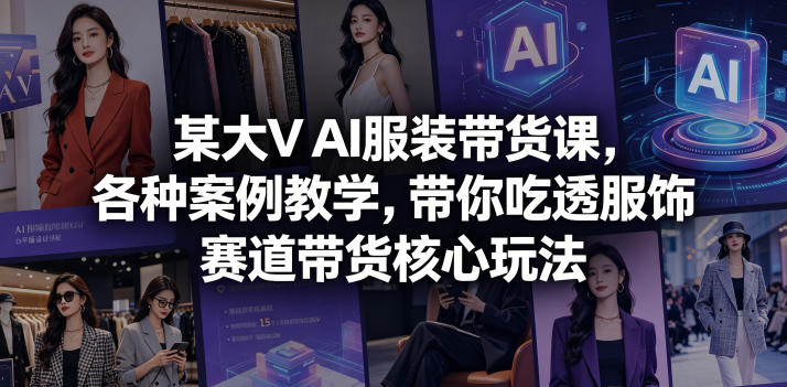 某大V AI服装带货课，各种案例教学，带你吃透服饰赛道带货核心玩法-快名资源网
