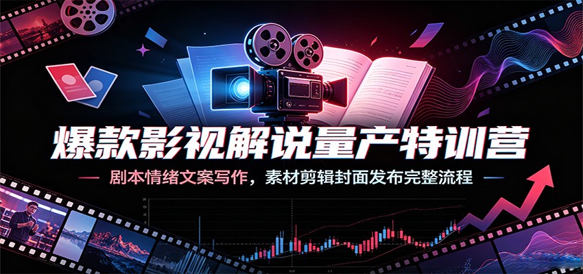 爆款影视解说量产特训营：剧本情绪文案写作，素材剪辑封面发布完整流程-青虫资源网