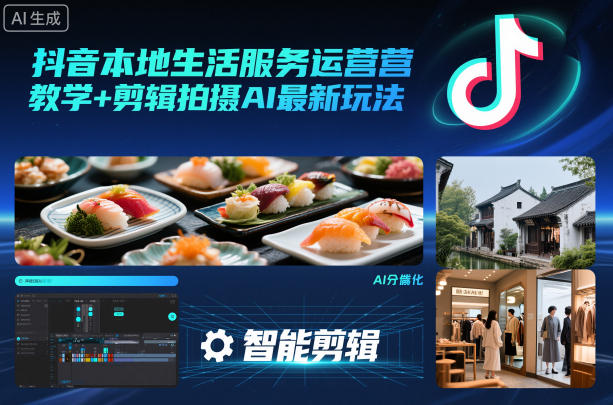 抖音本地生活服务运营教学+剪辑拍摄AI最新玩法-快名资源网