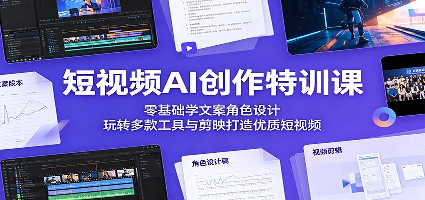 短视频AI创作特训课：零基础学文案角色设计，玩转多款工具与剪映打造优质短视频-快名资源网