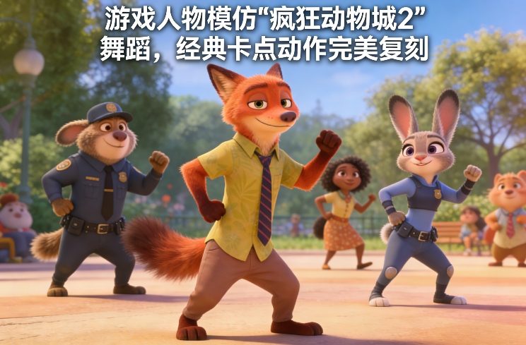 游戏人物模仿“疯狂动物城2”舞蹈，经典卡点动作完美复刻-快名资源网
