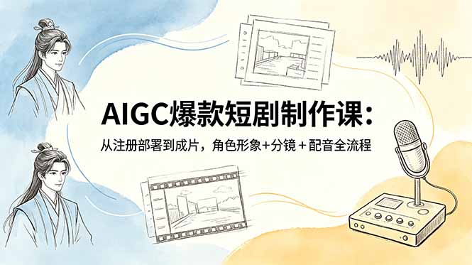 AIGC爆款短剧制作课：从注册部署到成片，角色形象+分镜+配音全流程-青虫资源网