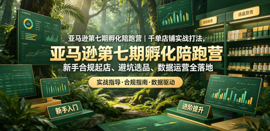 亚马逊第七期孵化陪跑营｜千单店铺实战打法，新手合规起店、避坑选品、数据运营全落地-快名资源网