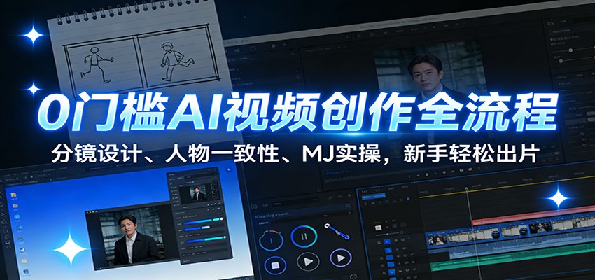 0门槛AI视频创作全流程：分镜设计、人物一致性、MJ实操，新手轻松出片-快名资源网