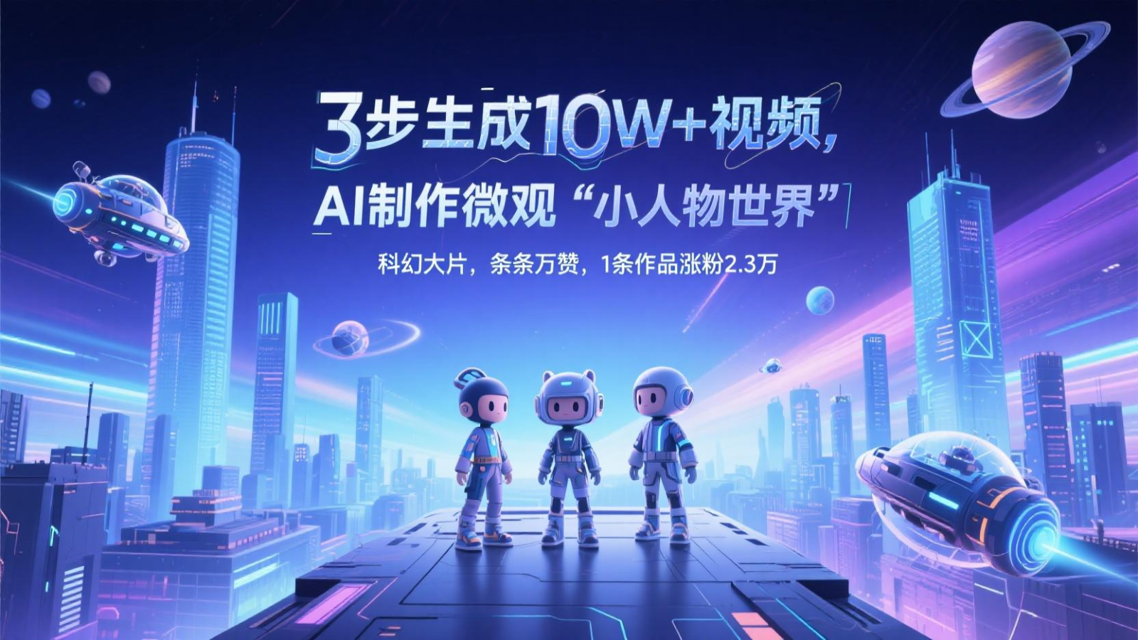 三步生成10W+视频，AI制作微观“小人物世界”科幻大片，条条万赞，1条作品涨粉2.3万-快名资源网
