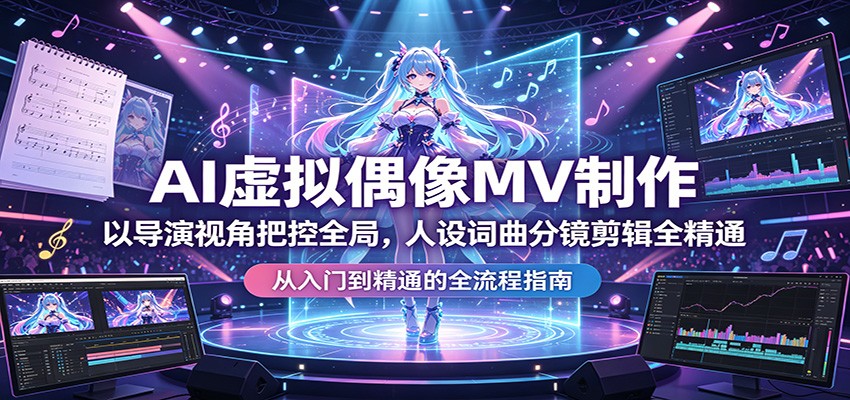 AI虚拟偶像MV制作：以导演视角把控全局，人设词曲分镜剪辑全精通-快名资源网