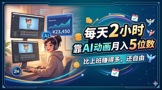 每天 2 小时，靠 AI 动画月入 5 位数，比上班赚得多，还自由-快名资源网