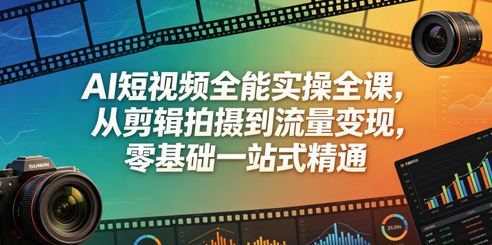 AI短视频全能实操全课，从剪辑拍摄到流量变现，零基础一站式精通-快名资源网