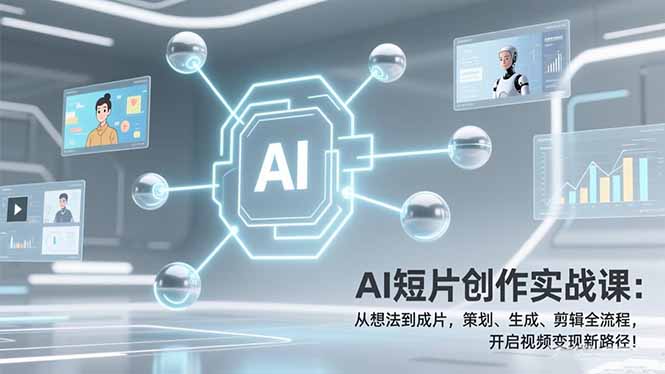 AI短片创作实战课：从想法到成片，策划、生成、剪辑全流程，开启视频变现新路径！-快名资源网