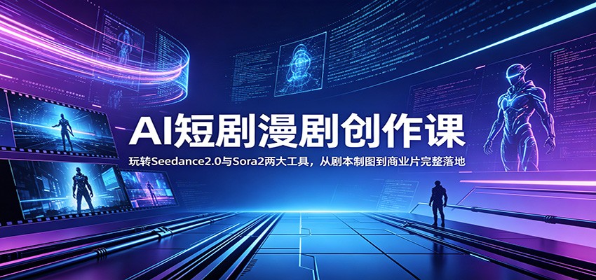 AI短剧漫剧创作课：玩转Seedance2.0与 Sora2两大工具，从剧本制图到商业片完整落地-快名资源网