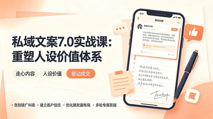 私域文案实战课7.0：重塑人设价值体系｜-告别硬广推销×走心内容×自我价值塑造，实现被动成交-青虫资源网