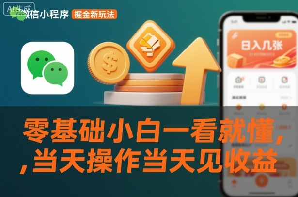 微信小程序掘金新玩法，日入几张，零基础小白一看就懂，当天操作当天见收益【揭秘】-青虫资源网