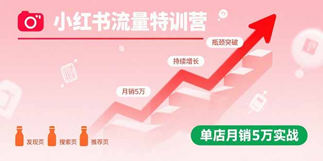 小红书流量特训营：突破流量瓶颈，实现店铺持续增长，单店月销5万实战-快名资源网