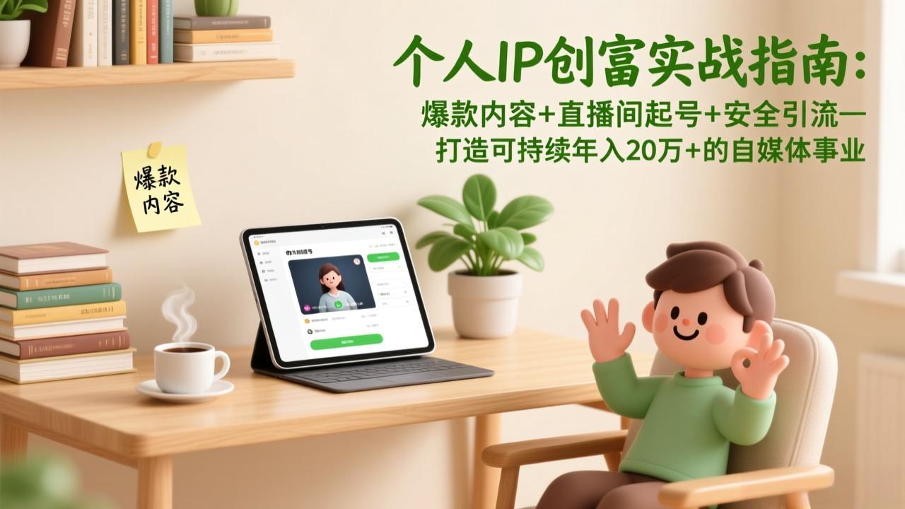 个人IP创富实战指南：爆款内容+直播间起号+安全引流，打造可持续年入20万+的自媒体事业-快名资源网