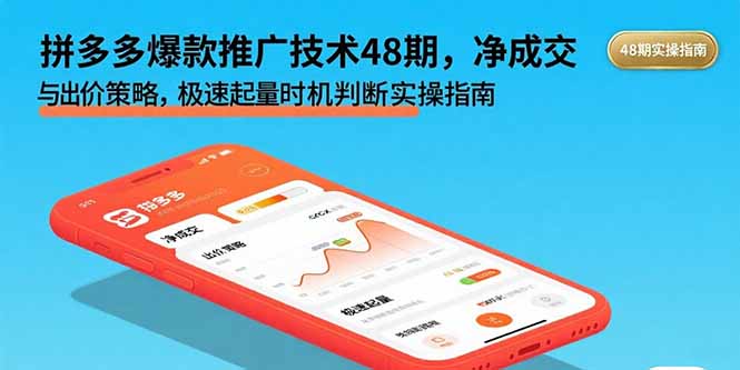 拼多多爆款推广技术48期，净成交与出价策略，极速起量时机判断实操指南-快名资源网