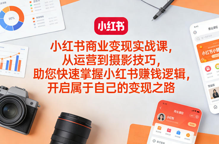 小红书商业变现实战课，从运营到摄影技巧，助您快速掌握小红书賺钱逻辑，开启属于自己的变现之路-快名资源网