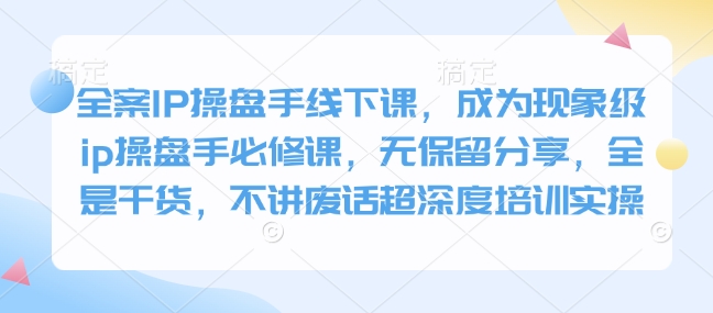 全案IP操盘手线下课，成为现象级ip操盘手必修课，无保留分享，全是干货，不讲废话超深度培训实操-快名资源网