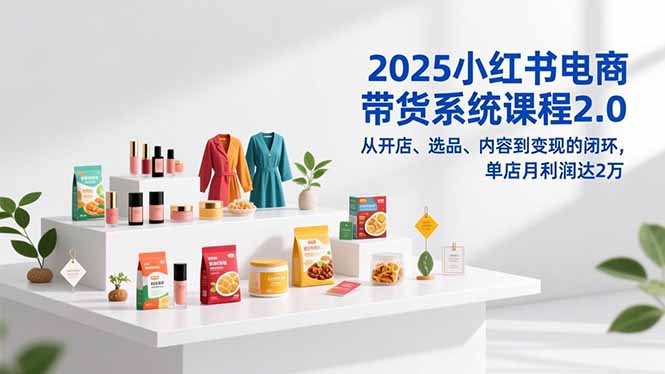 2025小红书电商带货系统课程2.0，从开店、选品、内容到变现的闭环，单店月利润达2万-快名资源网