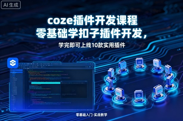coze插件开发课程，零基础学扣子插件开发，学完即可上线10款实用插件-快名资源网