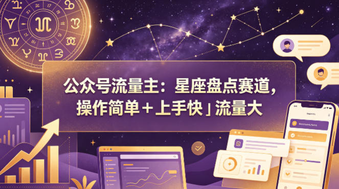 公众号流量主：星座盘点赛道，操作简单＋上手快＋流量大-快名资源网