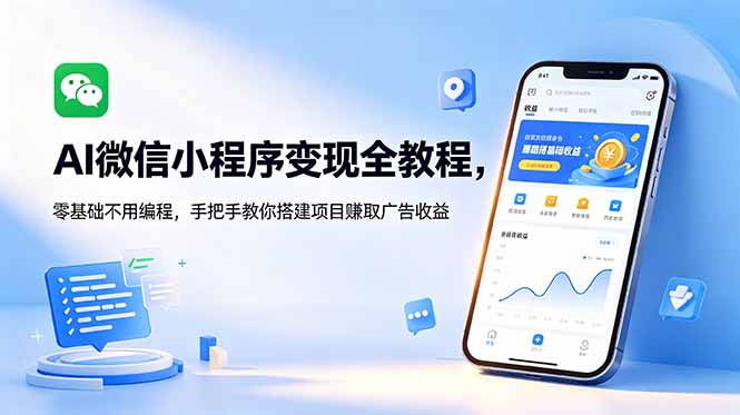 AI微信小程序变现全教程，零基础不用编程，手把手教你搭建项目赚取广告收益-快名资源网